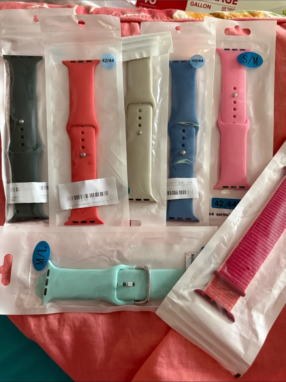 NWT Silicone Replacement iWatch bands size 42/44mm set of 7-